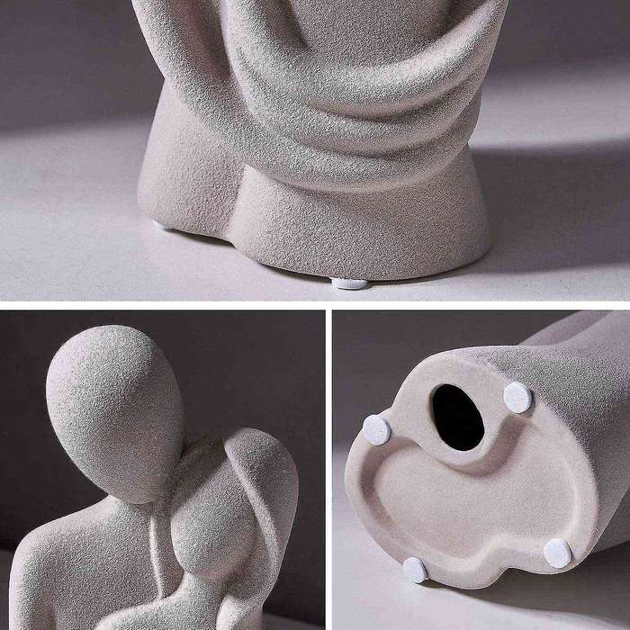 Hugging Couple Figurine Abstract Figure Ornament Bookshelf Gray