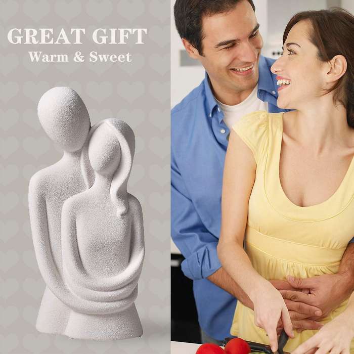 Hugging Couple Figurine Abstract Figure Ornament Bookshelf Gray