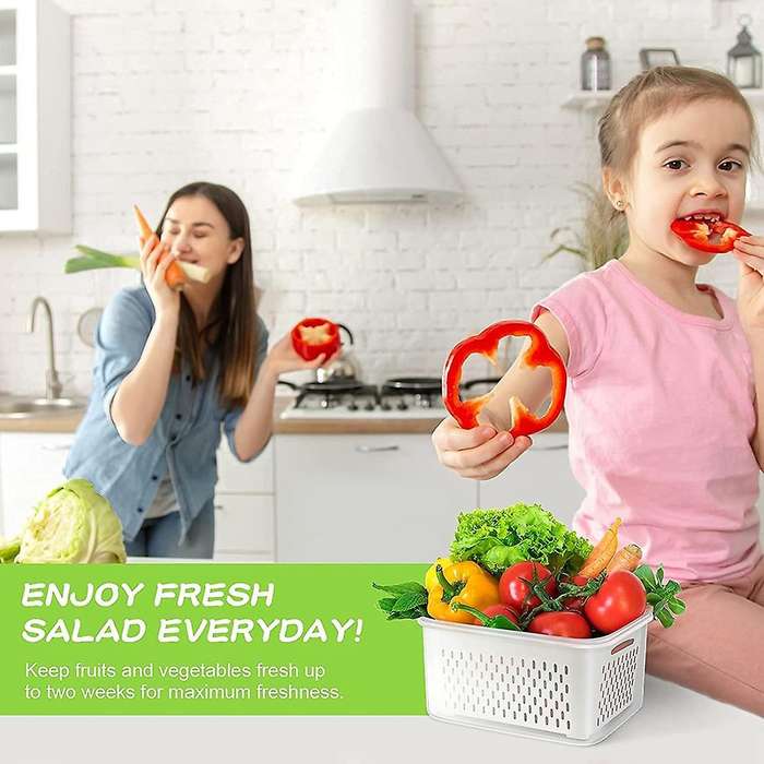 Fruit Vegetable Storage Containers for Fridge, 3 Pack Containers
