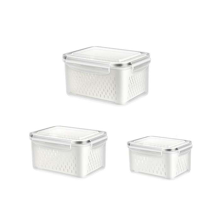 Fruit Vegetable Storage Containers for Fridge, 3 Pack Containers
