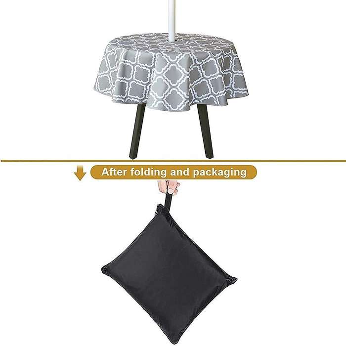 59 Inch Outdoor Tablecloth with Zipper Umbrella Hole for Patio Garden