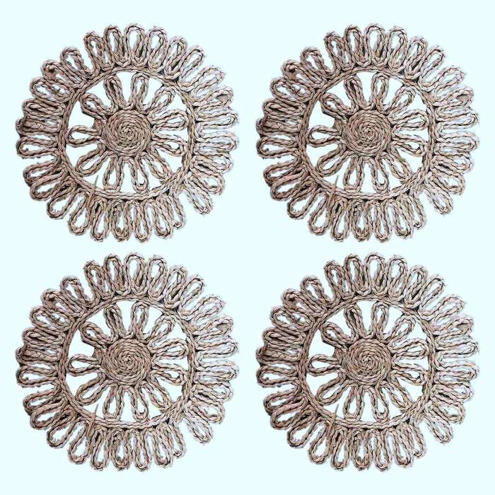 Round Woven Placemat for Dining Table,rattan Tablemat for Table Mat