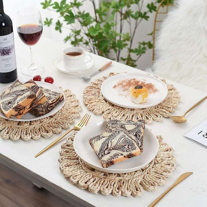 Round Woven Placemat for Dining Table,rattan Tablemat for Table Mat