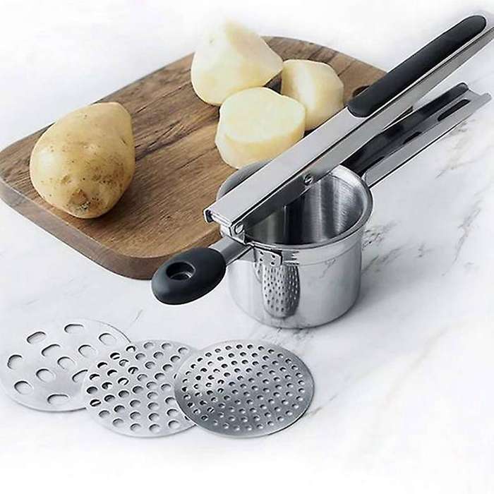 Potato Masher with 3 Interchangeable Discs for Light Mashed Baby Food