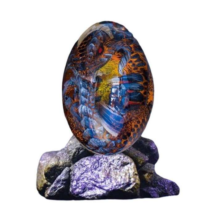 Lava Dragon Egg Ornamental Decor Dinosaur Egg Statue Resin-b