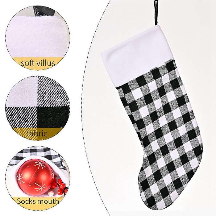 8 Pack Christmas Stocking for Party Decoration, L(red and Black)