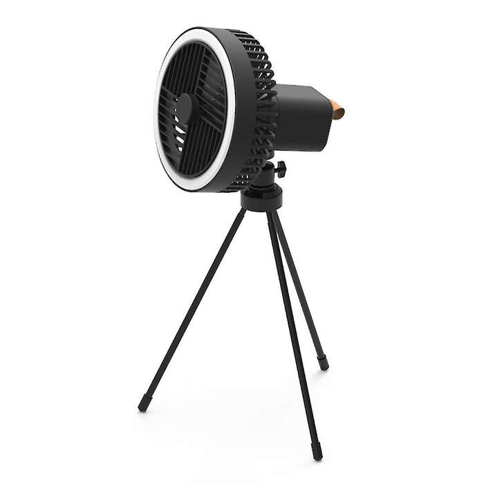 Mini Fan Usb Rechargeable Portable with Led Light Desktop Fan Black