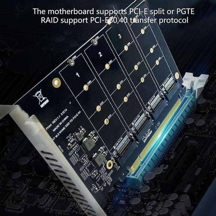 4-disk Nvme Raid Pci-e X16 Dapter Card Support M. 2 Nvme Protocol