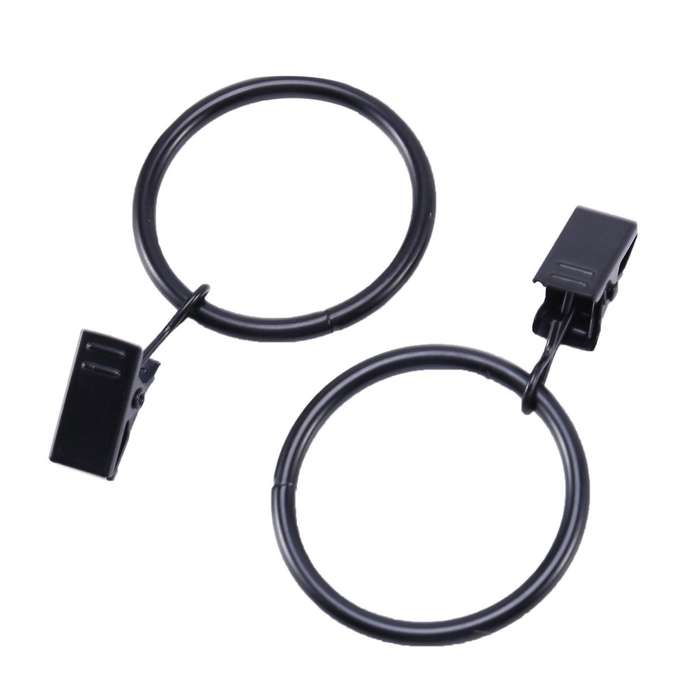 72 Pack Rings Curtain Clips Metal Decorative Curtain Ring Black