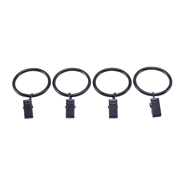 72 Pack Rings Curtain Clips Metal Decorative Curtain Ring Black