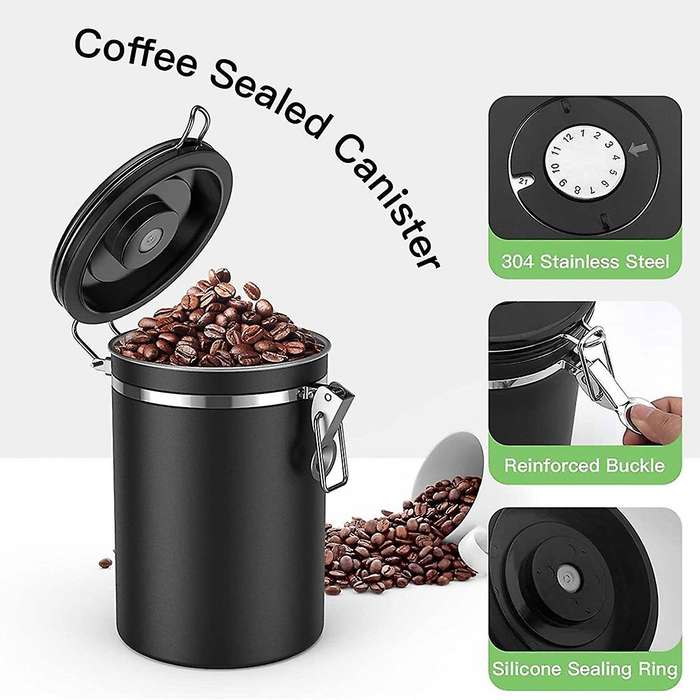 Coffee Jar 500g Beans,1.8l Beans Container,with Spoon for Cocoa