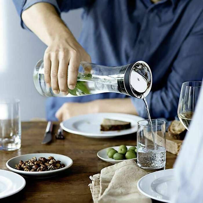 Water Carafe 1.8l High Borosilicate Glass Bottle Basic Tilting Lid