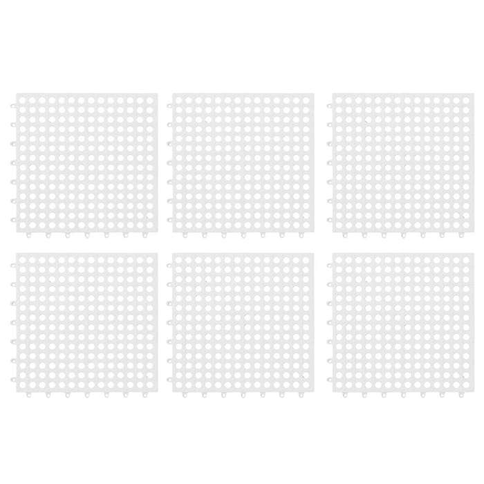 6pcs Anti-slip Splicing Pvc Bathroom Kitchen Mat 30x30cm White