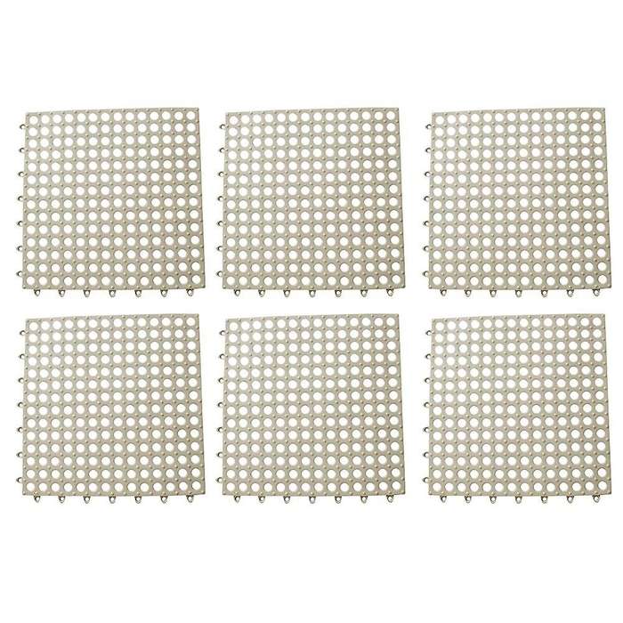 6pcs Anti-slip Splicing Pvc Bathroom Kitchen Mat 30x30cm Light Grey
