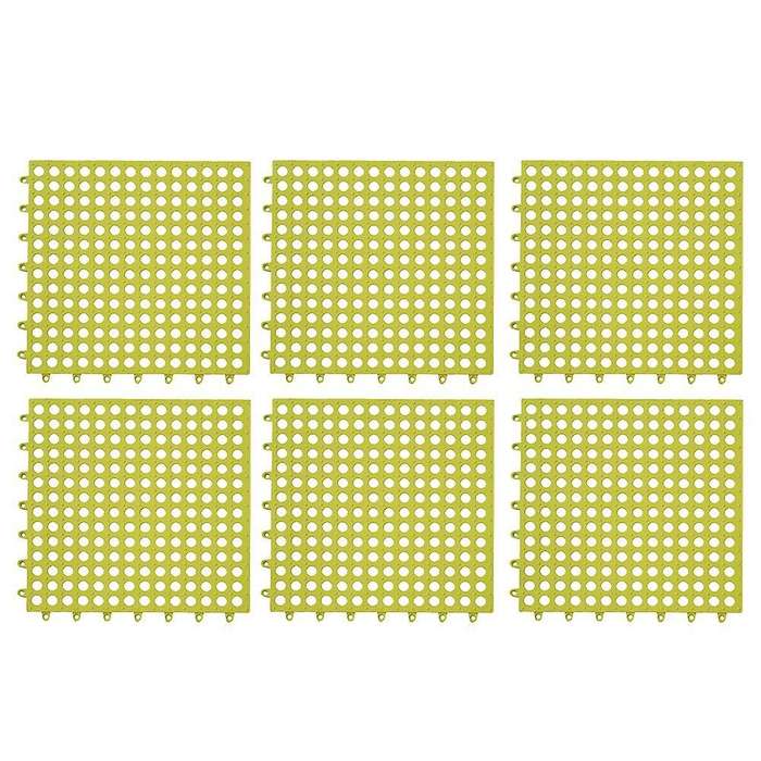 6pcs Anti-slip Splicing Pvc Bathroom Kitchen Mat 30x30cm Pea Green