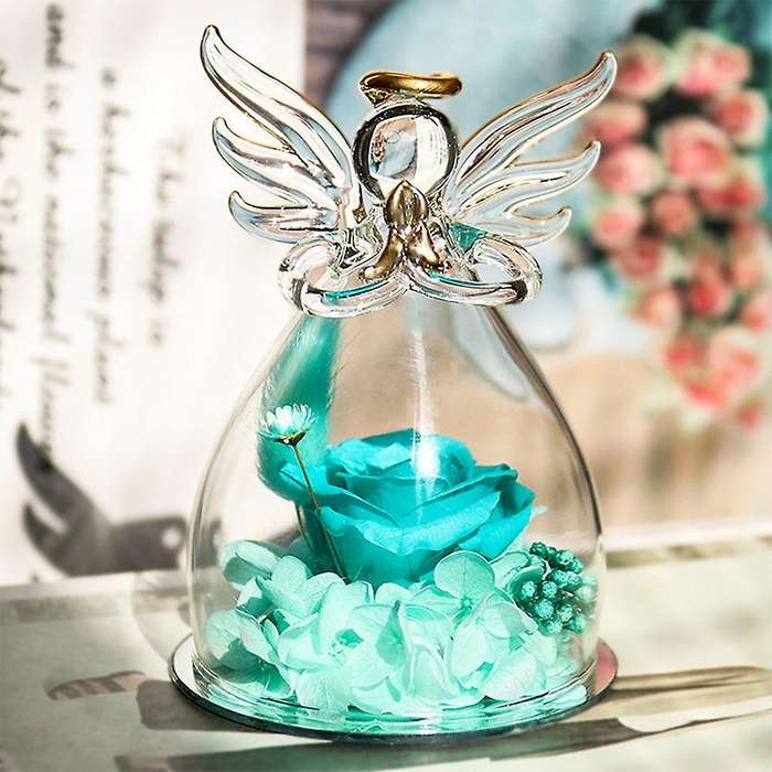 Valentine Gift Rose Flowers In Glass Ornaments Mother Present Black