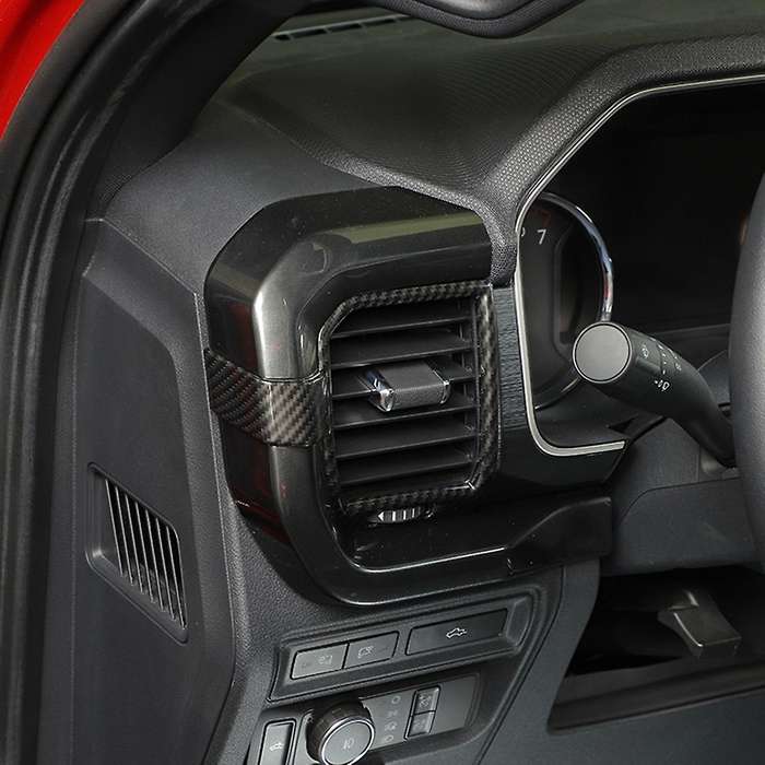 Center Air Cover Trim for Ford F150 2021 2022, Abs Carbon Fiber