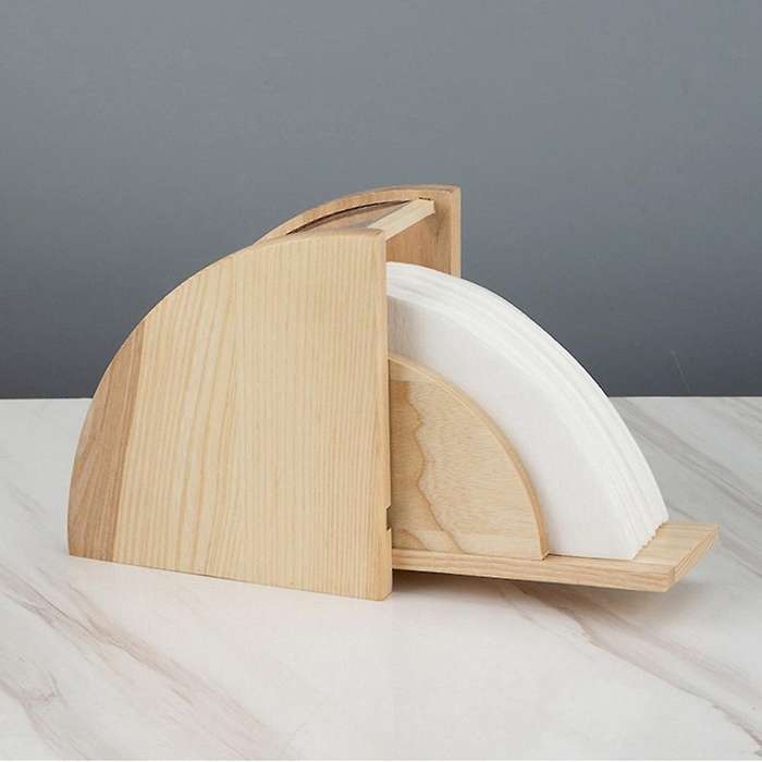 Bamboo Wood Coffee Filter Holder Filtering Paper Storage Rack 9cm