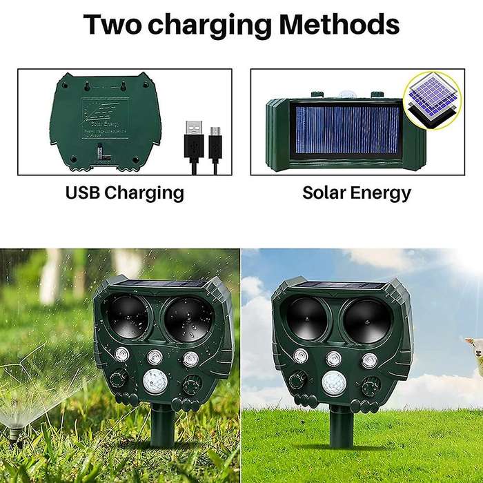 Ultrasonic Animal Repeller, Solar Animal Deterrent with Motion Sensor