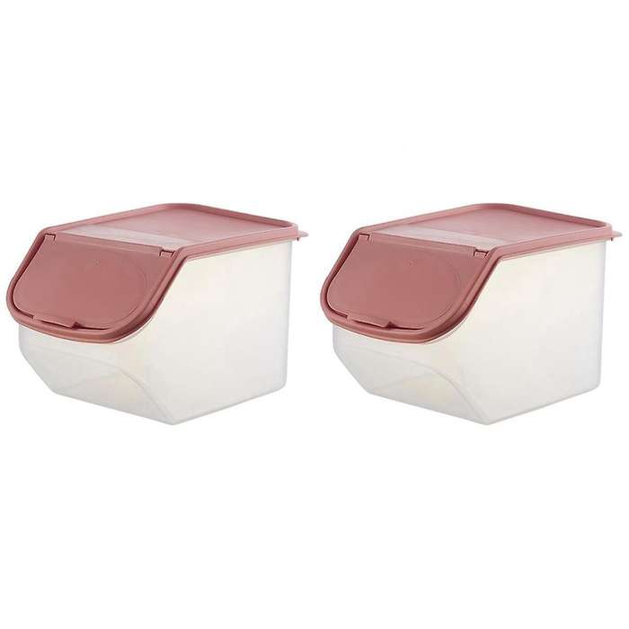 Dried Food Storage Sealed Box with Measuring Cup Plastic-pink