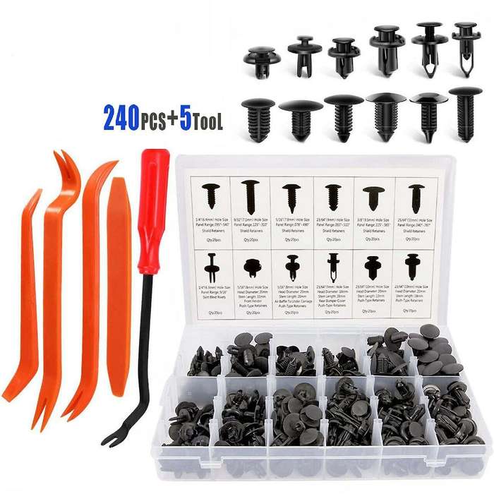 240pcs Bumper Retainer Clips Car Plastic Rivets Fasteners Kit