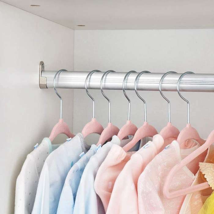 20 Pack Flocking Baby Hangers with Swivel Hook Non Slip Hangers Pink