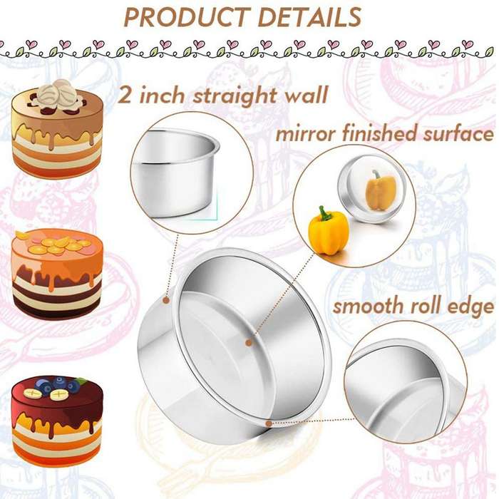 12x 4 Inch Cake Pan,6 Piece Mini Cake Pan Round Tier Baking Cake Pans