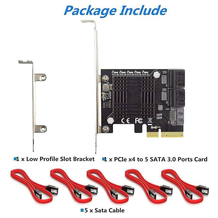 Pcie Sata Card 5 Port, Pci-e to Sata Expansion Card, for Windows