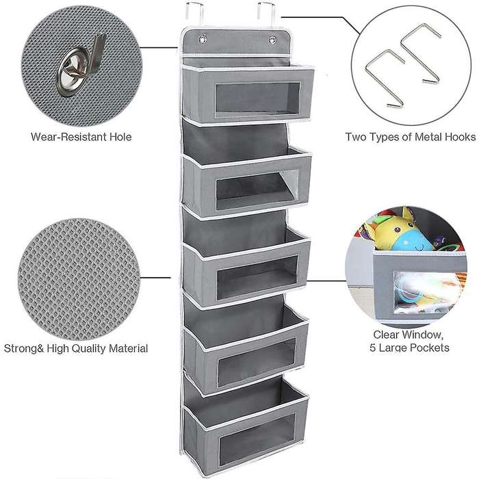 Closet Clear Window Storage Bag with Metal Hooks Children Closet