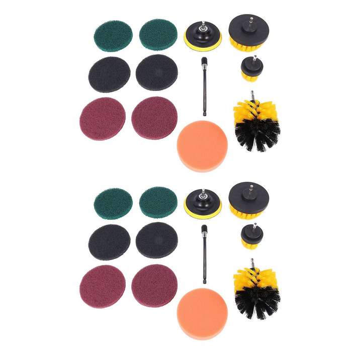 12 Piece Drill Brush Scrub Pads Scrubber Brush with Extended