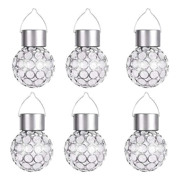Solar Led Hanging Light Lantern Waterproof Hollow Out Ball Lamp