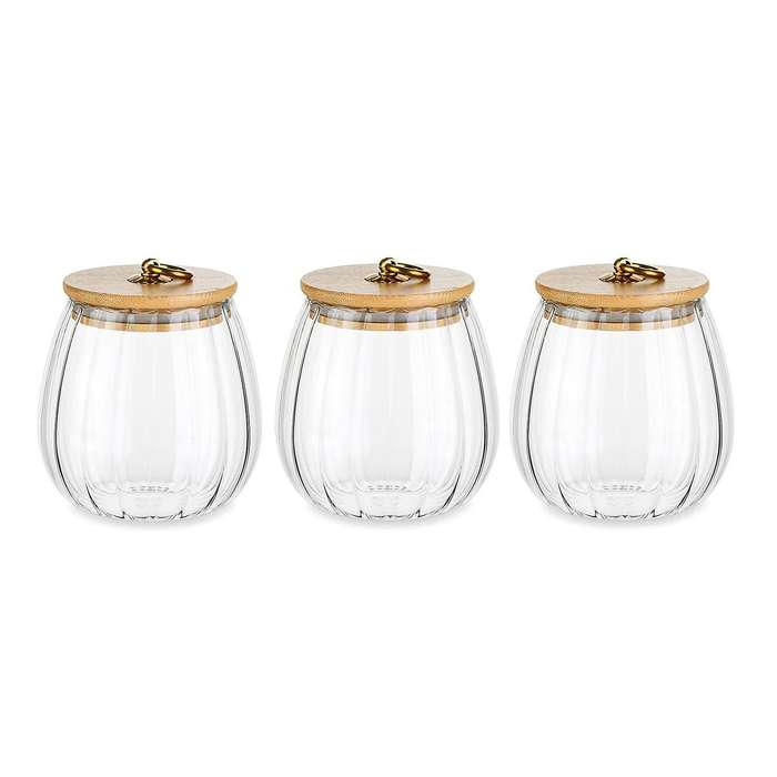 Striped Glass Jars with Lids Transparent Sealed Tea Cans Cookie Jar