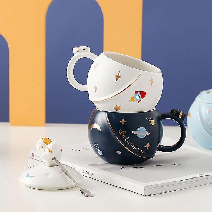 450ml Creative Cartoon Astronaut Mug Couple Planet Big Ceramic C