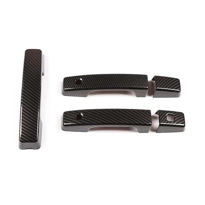 Car Grab Door Handle Cover Trim Decoration Stickers , Carbon Fiber