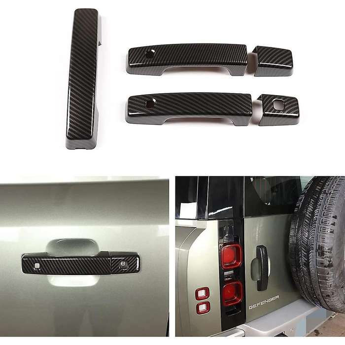 Car Grab Door Handle Cover Trim Decoration Stickers , Carbon Fiber