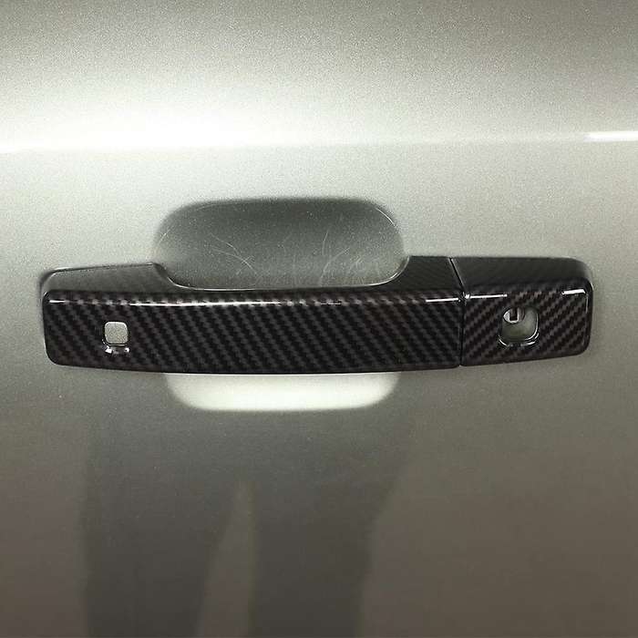 Car Grab Door Handle Cover Trim Decoration Stickers , Carbon Fiber