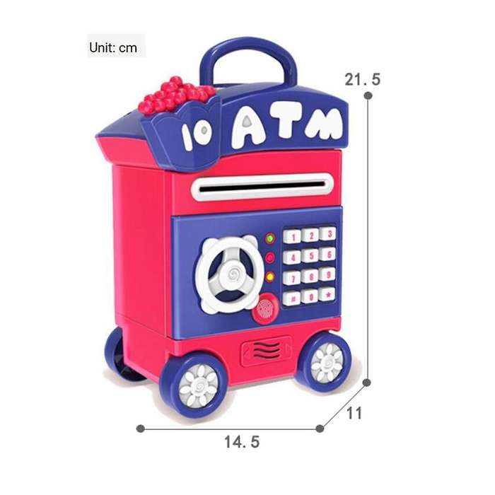 Piggy Bank, Simulate Fingerprint Password Bank, with Wheels, Purple