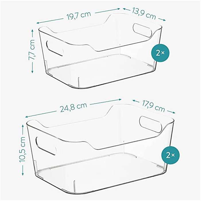 Set Of Fridge Organisers - 4 Boxes for Kitchen Fridge Pantry Cupboard