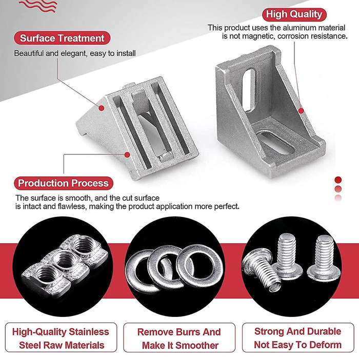 230 Pcs Aluminum Connector Set for 2020 Series Extrusion Profile