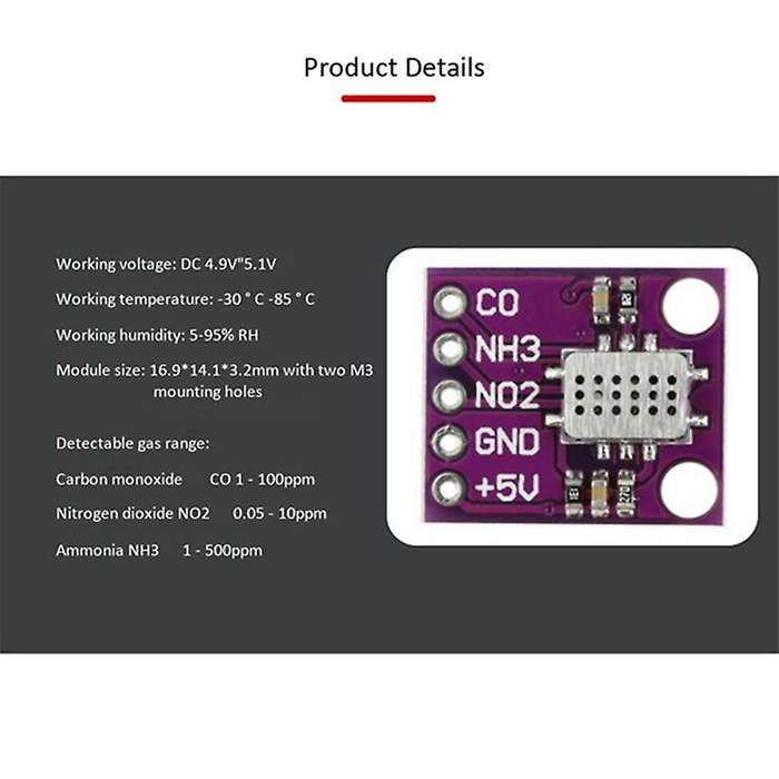 Mics-6814 Gas Sensor Carbon Monoxide Co No2 Nh3 Nitrogen Oxygen