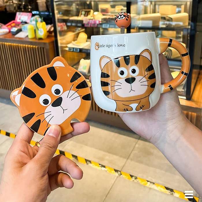 Cartoon Tiger Ceramic Tea Cup for The Year Of Tiger Coffee Milk Mug D