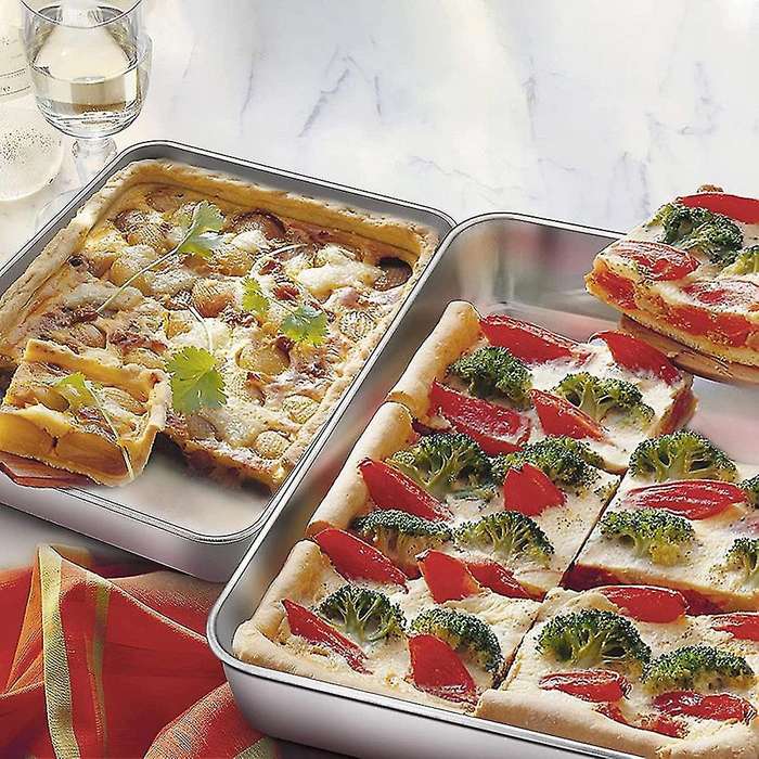 Oven Baking Tray Set Of 2, Deep Cake Tins Stainless Steel Baking
