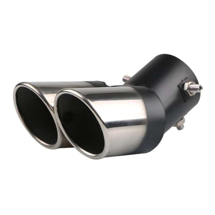 2x Car Universal 63mm Stainless Steel Dual Outlet Exhaust Pipe