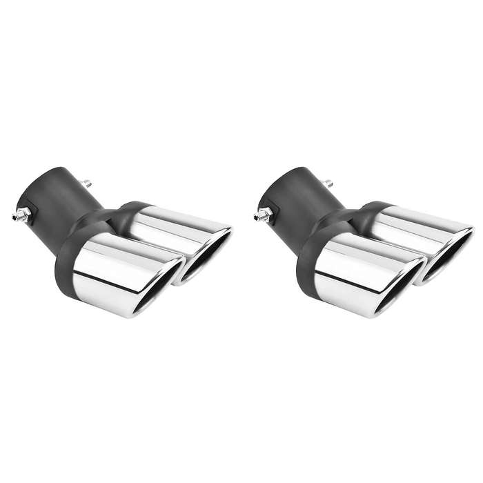 2x Car Universal 63mm Stainless Steel Dual Outlet Exhaust Pipe