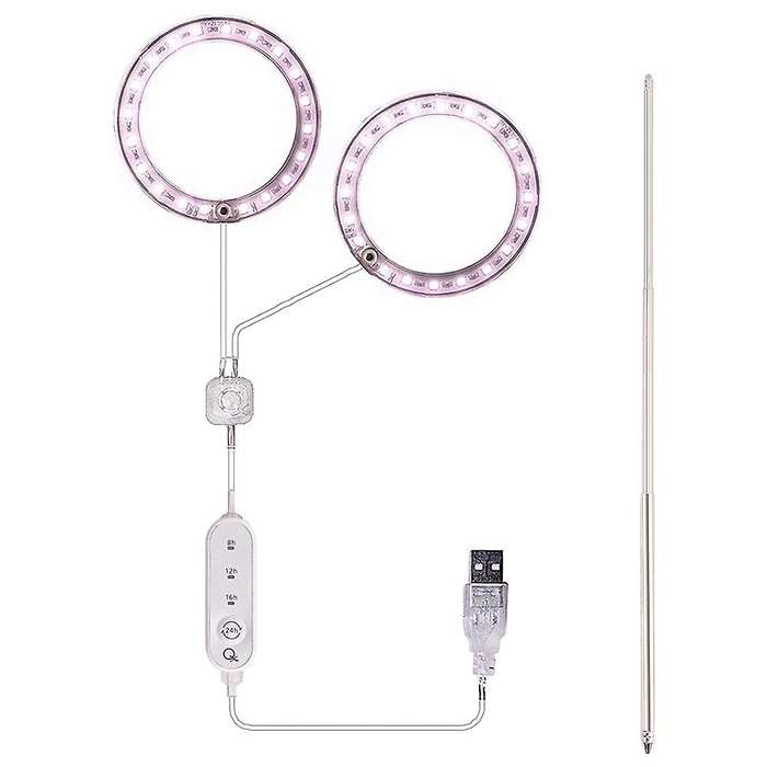 Double Head Led Succulents Grow Light Set-adjustable for Garden