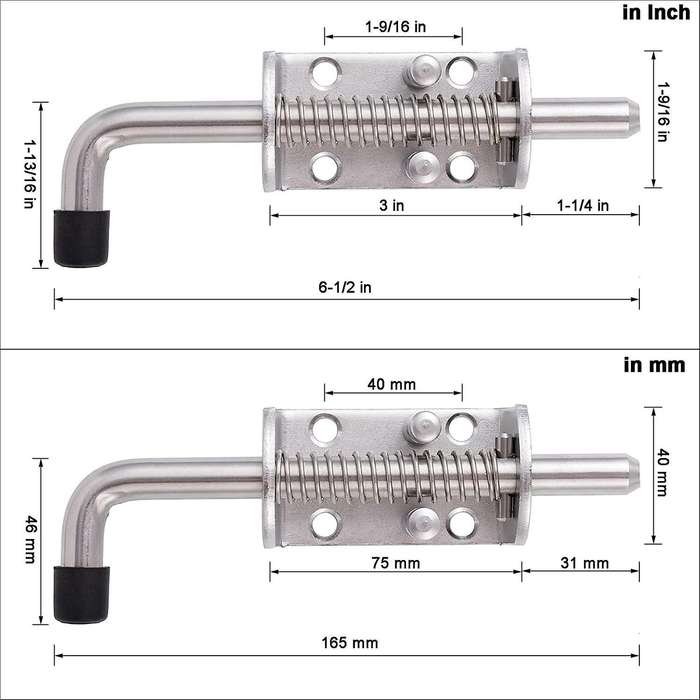 2pcs Stainless Steel 6.5inch Spring Lock for Doors and Trailer Gate
