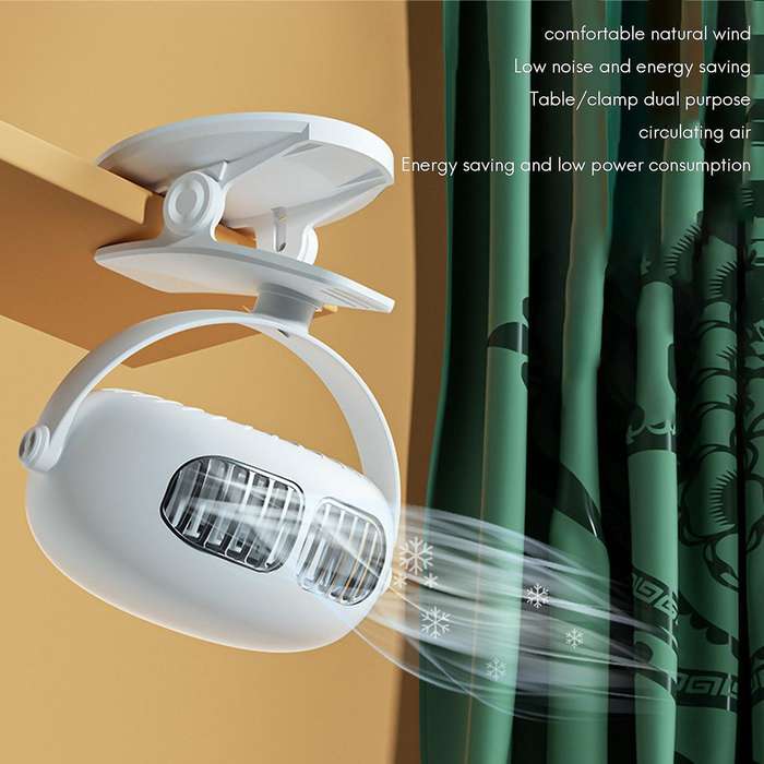 Portable Usb Rechargeable Fan 360 Degree 3-speed Silent White