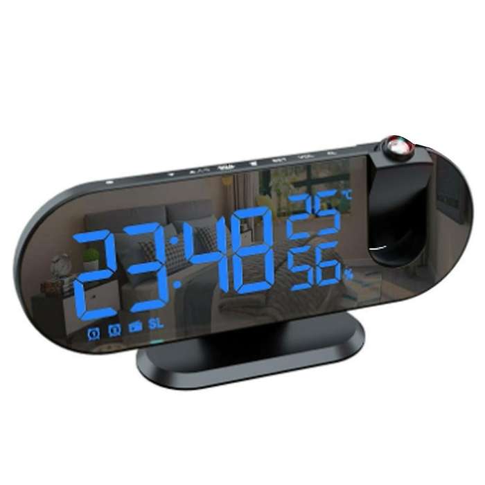 Projection Alarm Clock for Bedrooms, Radio Alarm Clock Blue Digital