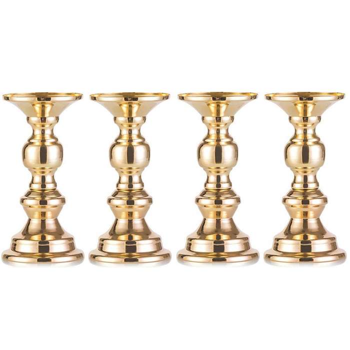 Gold Pillar Candle Holders Decor for Festival Parties Living Room
