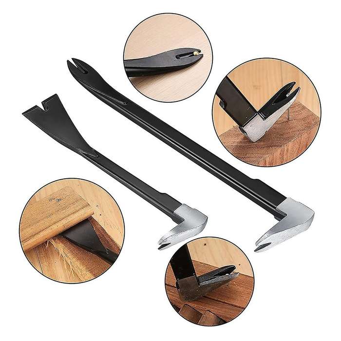 Nail Puller Set Claw Bar Nail Puller Pry Bar Chisel, 21cm and 30cm